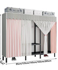 Hella Spacious Portable Fabric Wardrobe With Secure Hanging Rail And Extra Shelves Slick Clothes Closet Storage Organizer For Bedroom And Home Office Quick Setup with pink and white curtains.
