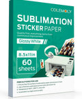 Box of Sublimation Sticker Paper For Inkjet Printers 8.5x11 Glossy White Waterproof Heat Transfer Paper 60 Sheets With Bright Vivid Colors