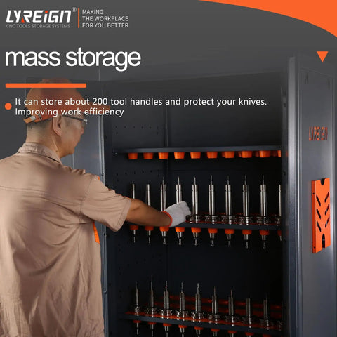 Heavy Duty CNC Tool Cabinet With Secure Lock, Large Capacity Workshop Storage Rack, Built Like A Tank Steel Organizer, tool storage detail.