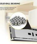 Solid ball bearing highlighted on heavy duty ball bearing side mount drawer slides in steel with Perma Brite zinc finish.