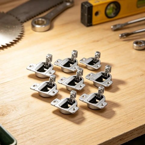 Soft Close Cabinet Hinges For Quiet Smooth Kitchen Cabinets No Drill Install Precise Hole Spacing Sag Prevention Easy Cupboard Door Hardware Upgrade Silent Operation And Accurate Alignment displayed on a wooden table