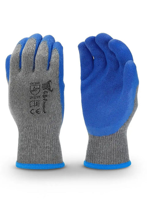 Heavy Duty Latex Double Coated Work Gloves For Construction And Gardening, 12 Pairs Large, Rubber Grip, Cotton Blend, Blue, Durable Protection For Tough Jobs