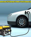 Heavy Duty Nema L6-30P To 14-50R EV Charging Adapter Converts Your 30 Amp Generator Locking Plug Into A 50 RV Outlet For No Sweat EV Camping Backup Power Setup with generator and EV connection.