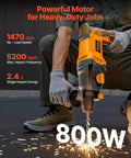 Man using 1 Inch SDS Plus Rotary Hammer Drill With 8 Amp Corded Power Beefy Heavy Duty Demolition Hammer for concrete drilling