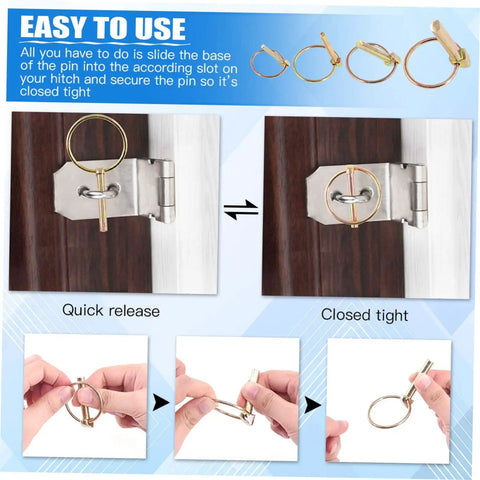 Ten Pack Safety Pin Locks For Lawn Mower Trailers And Farm Equipment Heavy Duty Lynch Pin Retainer Kit usage demonstration