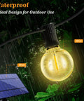 Solar String Lights Outdoor 100ft G40 Globe Bulbs Waterproof Dimmable LED With Remote Solar Powered for outdoor lighting in rain
