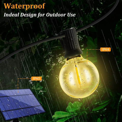 Solar String Lights Outdoor 100ft G40 Globe Bulbs Waterproof Dimmable LED With Remote Solar Powered for outdoor lighting in rain