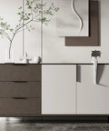 Modern dresser with Black 5 Inch Edge Finger Cabinet Pulls Set Of 10 For Kitchen Cabinets And Furniture Doors in living room setting