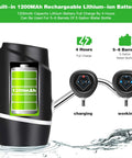Portable 5 Gallon Electric Water Dispenser With USB Rechargeable Pump, showing battery life and dual operational modes