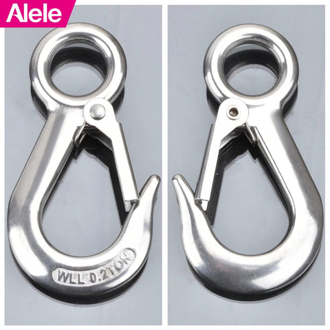 304 Stainless Steel Grab And Slip Hook Rigging Accessory With Spring Loaded Latch, Heavy Duty Lifting Hook Rated Up To 440 Lbs 200 Kg