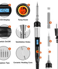 80W Soldering Iron Kit With Digital LCD Display, Temperature Adjustable From 392 To 842 Degrees Fahrenheit shown with parts