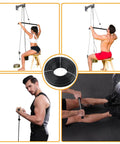 Heavy Duty TPU Coated Gym Replacement Cable 98.4 Ft for Pulley Machines, shown with users exercising at home.