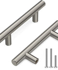 Brushed Nickel Cabinet Handles 5 Inch Length With 3 Inch Hole Centers Modern Drawer Pulls and screws set for kitchen and bathroom.