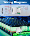 Wiring diagram for Built Tough Smart Battery Management System For 4S To 8S Packs with clear connections and battery arrangement.