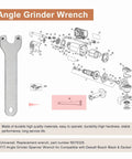 Top Shelf Two Pack Angle Grinder Wrench Compatible With DeWalt Side Spanner For D28112 And D28114 Heavy Duty Power Tool Replacement Accessory Quick Swap Fit, durable metal design.