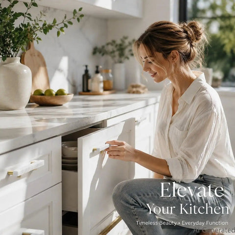 Straight Up Premium White Marble Cabinet Pulls With Slick Gold Aluminum Drawer Handles 3.78 Inch 96Mm Center To Center 4Pack for modern kitchen use.