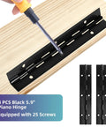Premium Bulletproof Offset Piano Hinges Black 4 Pack Stainless Steel Continuous Cabinet Hardware With 25 Screws for woodworking.