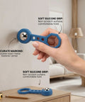 Glomora 2 Pcs Magnetic Stud Finder Handheld Portable Wall Stud Finder Metal Detector for Hanging Frame Mirror TV (Blue) in use with a soft grip.
