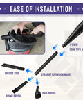 Diagram showing One And A Quarter Inch Micro Cleaning Wet Dry Vac Nozzle Kit With Cone Adapter And Six Attachments for easy installation