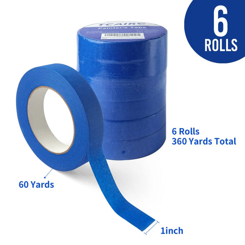 Blue Painters Tape 1 Inch Wide Residue Free Masking Tape For Sharp Clean Lines On Walls No Mess Easy Peel Sticks 6 Rolls