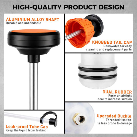 High-quality No Sweat 500 Cc Manual Fluid Extractor Pump With Long Hose, showcasing aluminum alloy shaft and dual rubber seals.