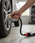 Heavy Duty Tire Inflator Extension Hose With Quick Connect Air Chuck Fits Car Motorcycle And Bike Easy Reach For Recessed Valves 16cm External Thread For Seamless Pump Up Jobs On Road Or Home Get Your Ride Road Ready Snappy Quick Fixes Done Now. black braided hose with brass chuck inflating car tire valve