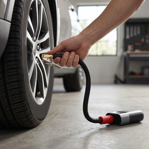 Heavy Duty Tire Inflator Extension Hose With Quick Connect Air Chuck Fits Car Motorcycle And Bike Easy Reach For Recessed Valves 16cm External Thread For Seamless Pump Up Jobs On Road Or Home Get Your Ride Road Ready Snappy Quick Fixes Done Now. black braided hose with brass chuck inflating car tire valve