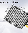 Tough As Nails DC Step Down Voltage Converter 48V To 12V 20A 240W Regulator shown with dimensions and aluminum housing design.
