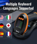 Wireless Barcode Scanner With Screen Pro Version 1D 2D QR Handheld Reader Works With Bluetooth 2 4G USB Wired Plug And Play Charging Cradle