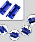 4 Inch Magnetic Aluminum Vise Jaw Pads With Reversible Non Slip Grip Scratch Free Pipe Vise Protectors in blue color.