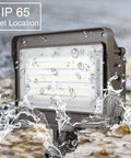 Powerful 50W LED Flood Light With Dusk-To-Dawn Sensor 5000K Bright White 6500LM showing waterproof feature in wet location