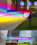 Solar Color Changing RGB Landscape Spotlights 7 Modes IP67 Waterproof Outdoor Lighting For Garden Yard Driveway Lawn Patio Pathway 4 Pack All Weather Ready Durable Solar Powered Accent Lights showcasing color change and weather resistance features