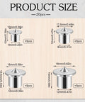 Dowel And Tenon Transfer Plugs Set For Woodworking 20 Pcs showing product sizes 1/4", 5/16", 3/8", 1/2" on wooden background