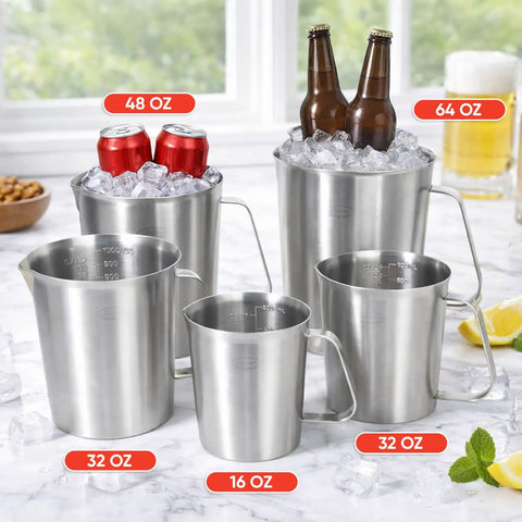 Stainless Steel Measuring Cup With Handle Upgraded 3 In 1 Cup ML Ounce Scale 16 Ounces Half Liter Two Cup Capacity Durable Metal Kitchen Tool