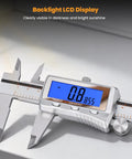 8 Inch Digital Caliper With Rechargeable Battery All Metal Micrometer Backlit LCD Inch To Mm And Fraction Conversion Auto Off
