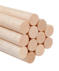 Top Shelf Unfinished Balsa Wood Dowels 12 Pack, Half Inch Round Rods Twelve Inches Long, stacked round natural craft sticks.