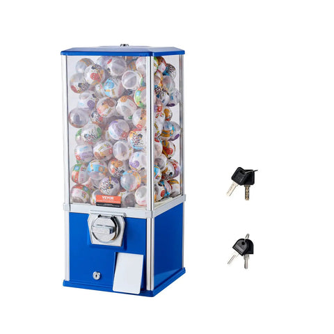 Heavy Duty Coin Operated Gumball Machine For Kids stands rock solid at twenty five inches with colorful capsule toys visible inside.