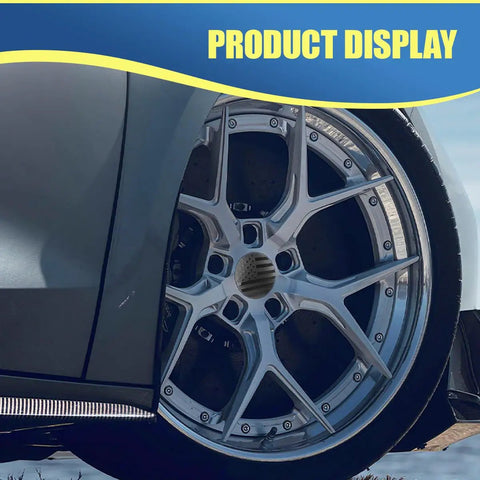 American Flag Wheel Hub Center Caps 56mm Universal for Cars Trucks SUVs, 4 Pack Black Flag Rim Covers on a silver wheel