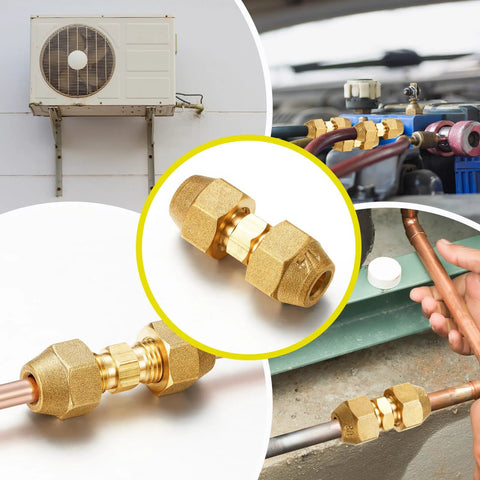 Relaxweex 4-pc copper pipe extension joint connectors with flare nuts for 1/4 in and 3/8 in HVAC fittings