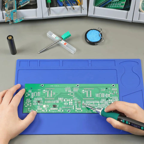 Using 928D IV Pro Grade All In One Soldering Iron Kit With Type C Port Fast Heating C235 Cartridge on circuit board