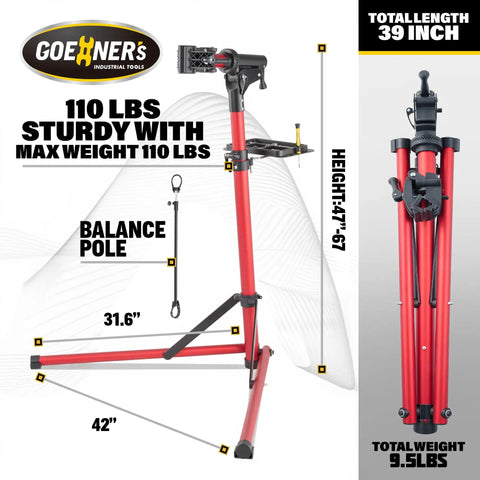 Upgrade Ebike Repair Stand Portable Aluminum Bike Work Stand With 110 Lb Capacity For Electric Mountain And Road Bikes Red