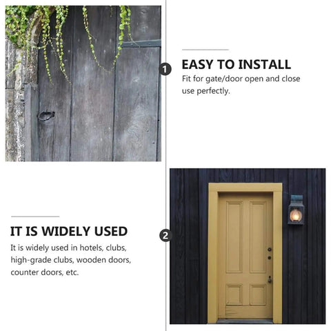 Wooden door with Three Piece T Shaped Rustproof Iron Door Hinges Set For Shed Or Gate Doors showing installation ease