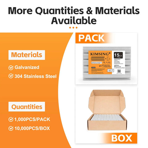 15 Gauge 3 Quarter Inch Crown Galvanized C Ring Staples For Hog Ring Tools Heavy Duty Durable Quick Install Box and Pack Display
