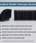 Heavy Duty Accordion Dust Cover For Linear Guide Rails Flexible Telescopic Shield with stretch durability text visible
