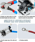 Step-by-step use of Pro Grade Battery Cable Lug Crimping Tool Kit For AWG Ten To One Zero Wires with cable cutters and ring terminals