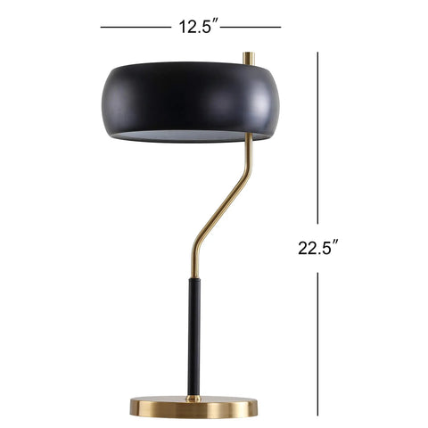 Mid Century Modern Desk Lamp In Black And Brass Finish For Living Room Bedroom Nightstand Or Home Office Dope Sleek Black Metal Shade Inline Switch Eco Friendly 4W LED Bulb Included Minimalist Task Lighting For Modern Spaces