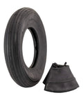 4.80/4.00-8 Inch Ribbed Tread Pneumatic Tire With Inner Tube Set For 8 Inch Wheel Rims Fits Wheelbarrows, Garden Carts And Lawn Gear, Straight Valve Stem, Not For Highway Use