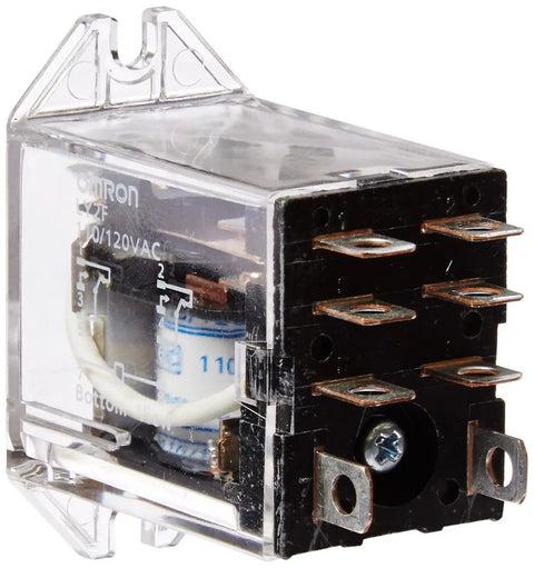 General Purpose Relay With 110 To 120V AC Coil DPDT Double Pole Double Throw Plug In Or Solder Terminals Upper Mount Bracket