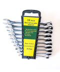 Ratcheting Spanner Set 8-19mm 10-Piece Box Wrench Kit For Car Repair Easy-Grip Ring Spanners Anti-Rust Hardened Tools
