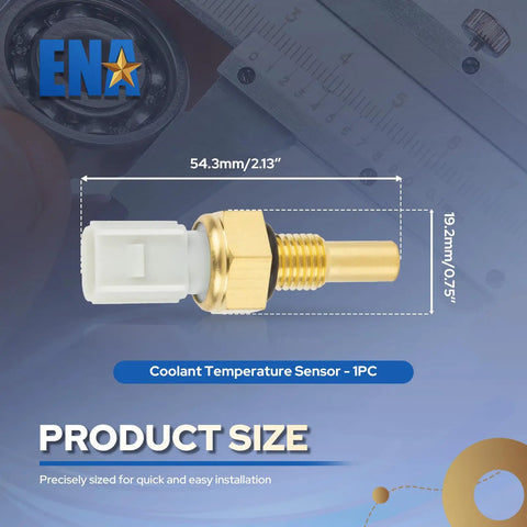 Premium Engine Coolant Temperature Sensor Fits Acura MDX RDX TLX ILX Honda Civic Accord CRV Pilot Odyssey 1.5L 2.0L 3.5L L4 V6 2006 2023 view showing dimensions 54.3mm and 19.2mm brass body